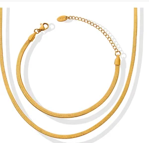 Blade Chain Personalized 18K Gold Snake Bone Chain Niche Design Spice Girl Necklace Bracelet Jewelry Set