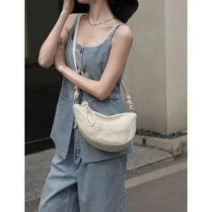 Wholesale designer soft leather handbags luxury ladies underarm bag crossbody shoulder slant saddle wallet for women