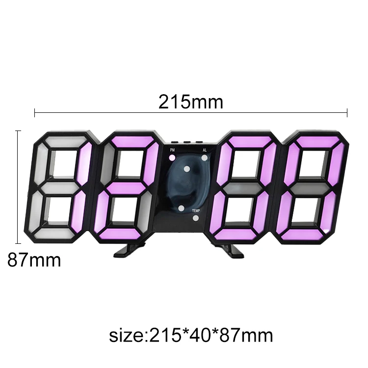 3D LED Wall Digital Clock Time Calendar Thermometer Display Electronic Modern Stylish Desktop Clock