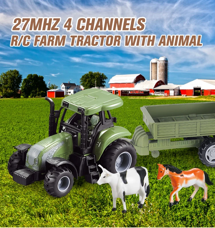 Remote Control Tractor Trailer 27mhz 4ch Rc Farm Tractor Remote Control