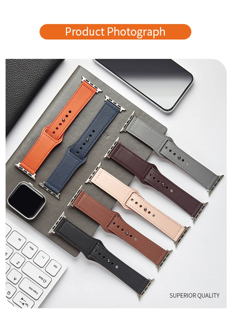 Luxury Genuine Leather Watch Straps For Iwatch Series 8 7 Ultra 49mm