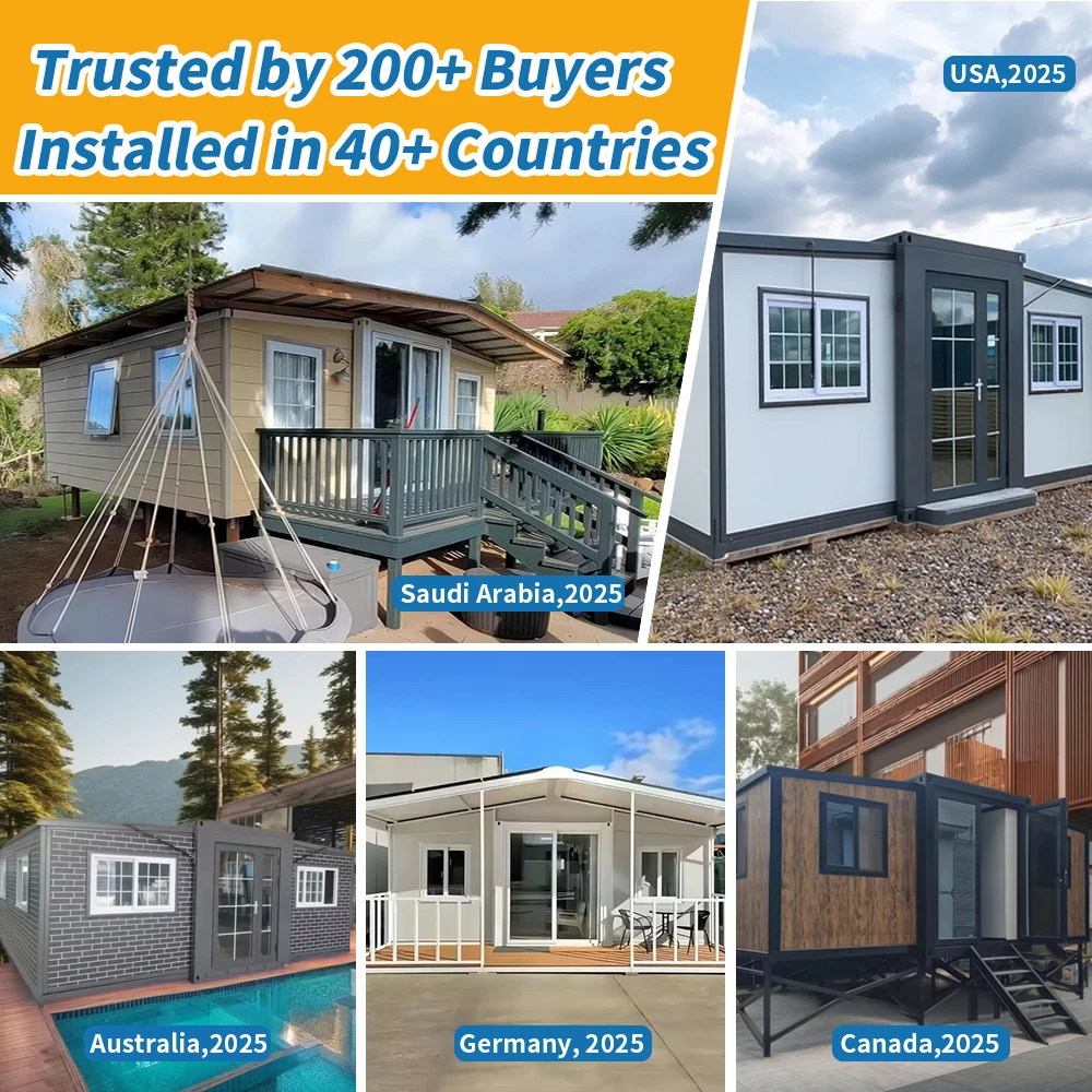 Luxury 1-4 Bedroom Expendable Modular Container Villa Foldable Portable Houses with Kitchen 20ft and 40ft Sizes Tiny Homes