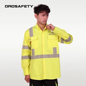 Custom Logo Electricity Chemical Industry Cotton Flame Retardant HRC 2 Work Clothes Safety Shirts