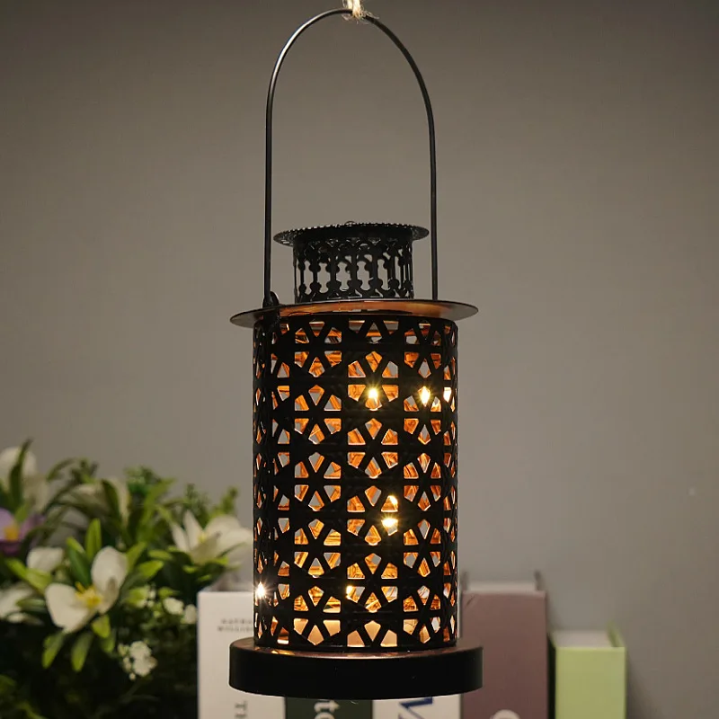 Golden Middle East Muslim Led Iron Wind Lamp Decoration Hollow Design