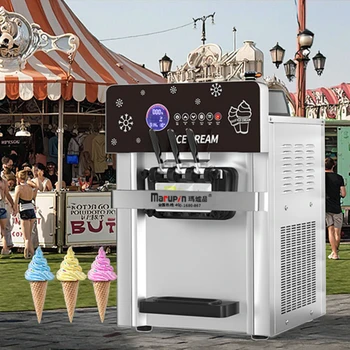 GQ-618SCTB Commercial Table Top Good Quality Stainless Steel Yogurt Three Flavors Cheap Soft Serve Ice Cream Machine for Sale