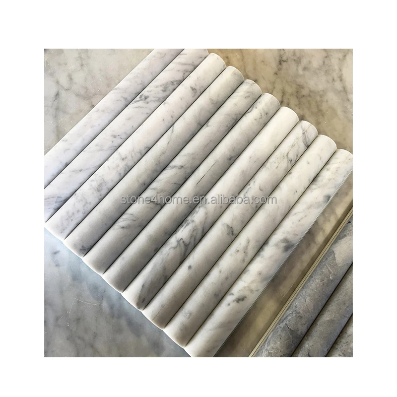 White Marble Curve Fluted Marble Tiles Wall Decoration Element Pencil