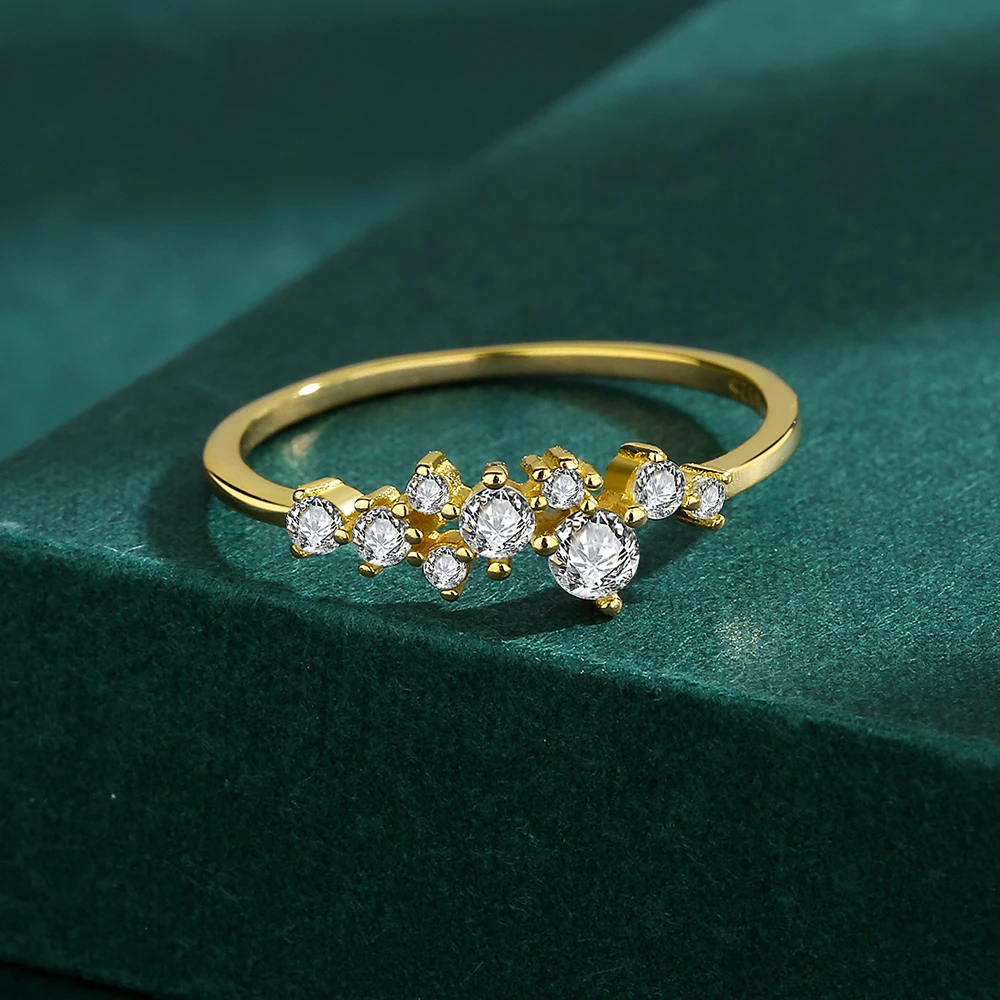 Bague en or pour femme en argent sterling 925 avec diamant Zircon