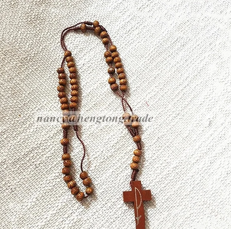 2 Color 6MM Brown Cheap Custom MEDUGORJE Design Catholic Bead Rosary Necklace Religious