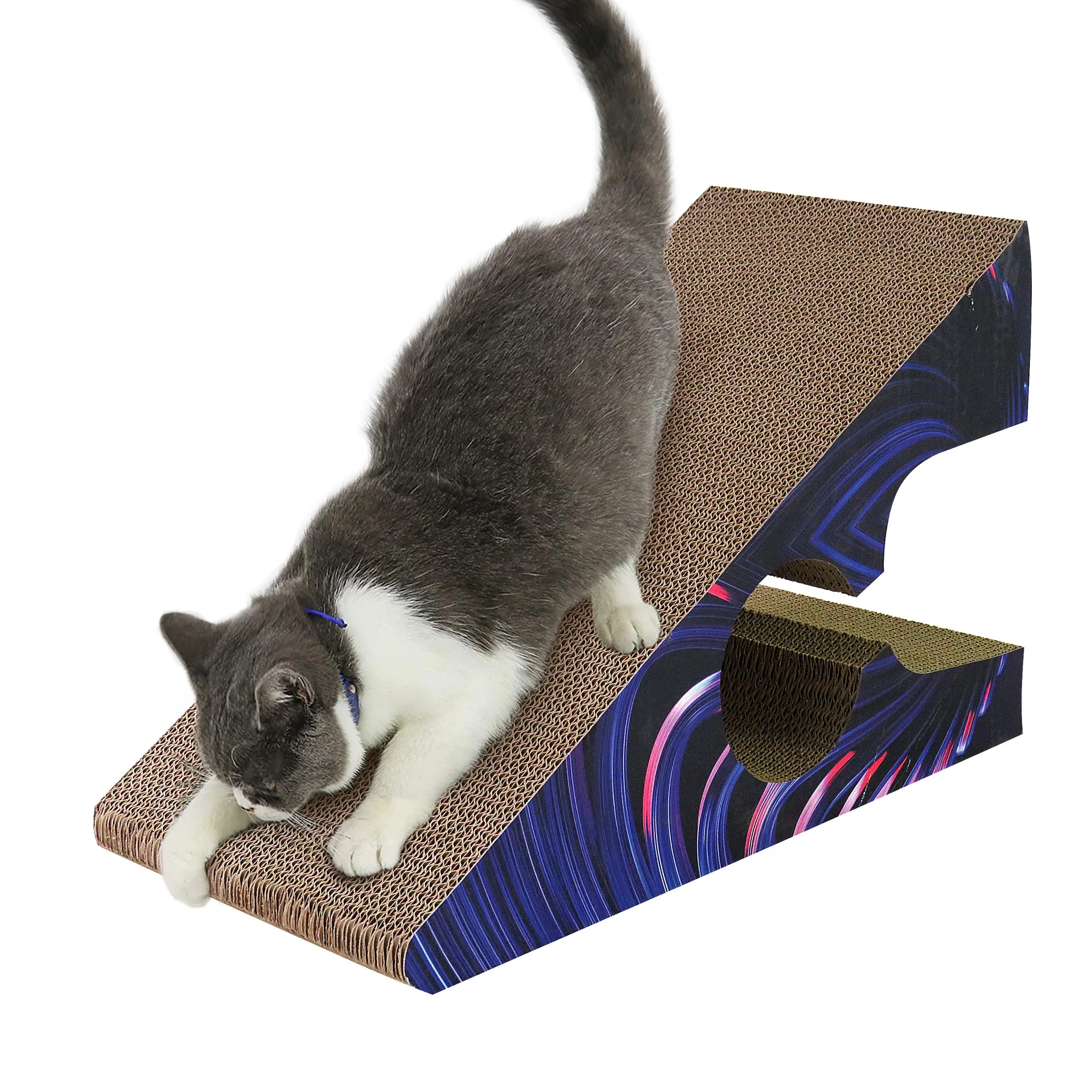 Reversible Cardboard Cat Scratcher Pad For Indoor Cat Sleep Play Tunnel Toy manufacture