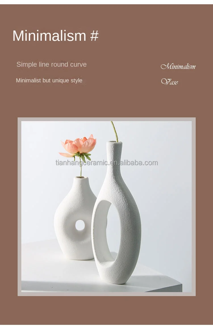 Custom Promotional Logo Nordic Modern White Ceramic Vase for Home Decor Desktop Interior Decorative Table Hollow Out Flower Vase.jpg