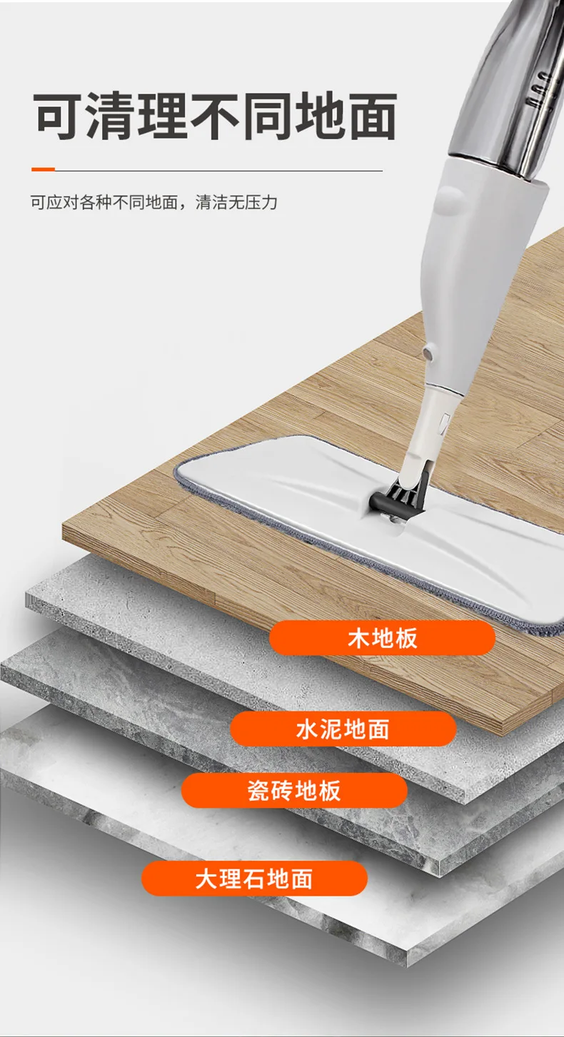 Popular Free Hand Flat Floor Mist Swob Household Washing Bathroom Tool Scrape Cleaning Automatic Spray Water Floor Mop