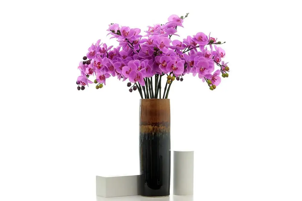 Прямая поставка с фабрики, реалистичные высококачественные искусственные цветы орхидеи, 9 головок, украшение для дома и свадьбы
