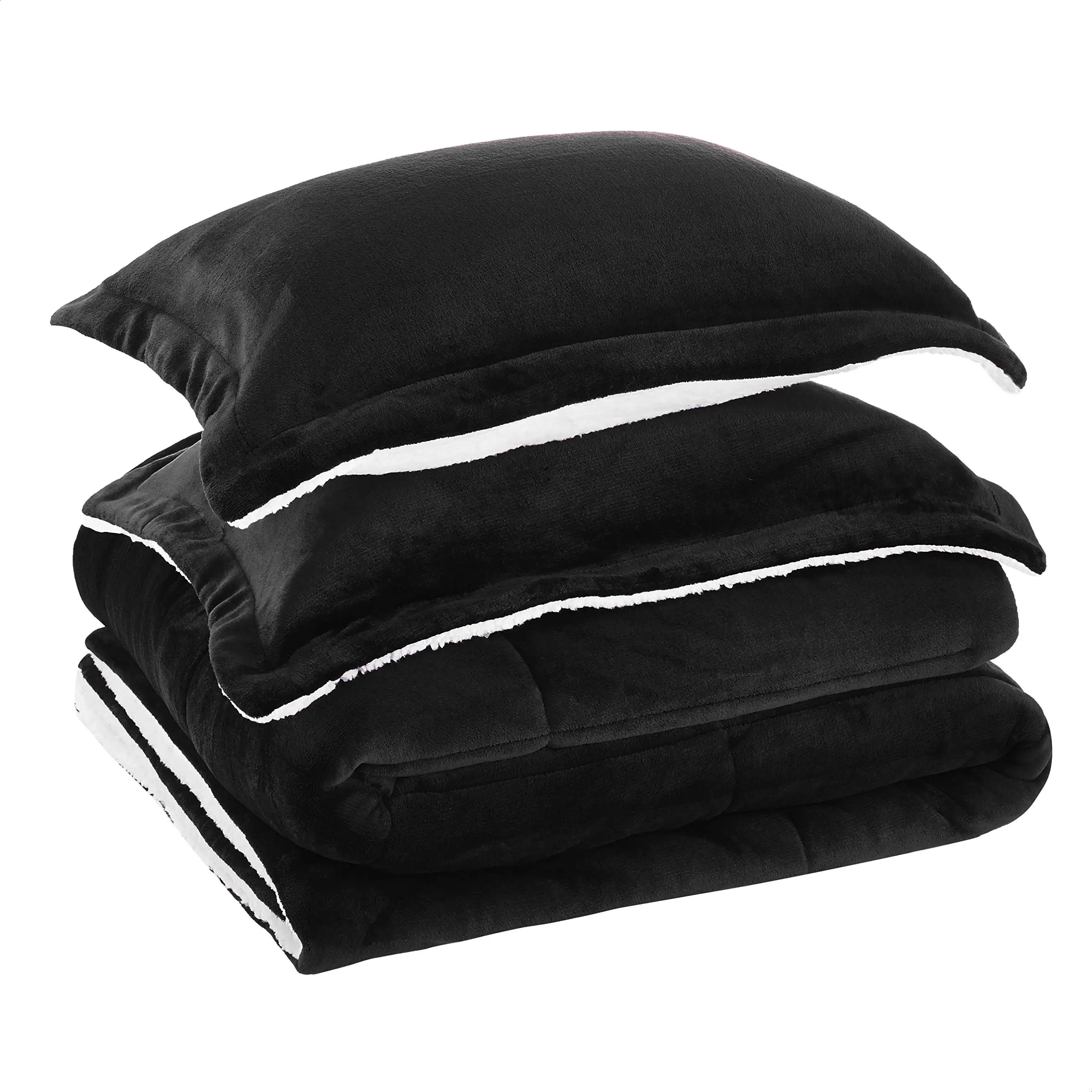 Изготовленный на заказ супер мягкий теплый King Size детский комплект одежды из 3 предметов: Micromink подстежка искусственном меху зимняя флисовая Толстая Одеяло Borrego одеяло набор постельных