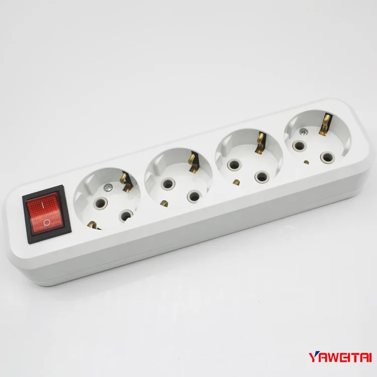 European 4 Gang Extension Socket With Switch/ Electrical 4 Gang Power ...