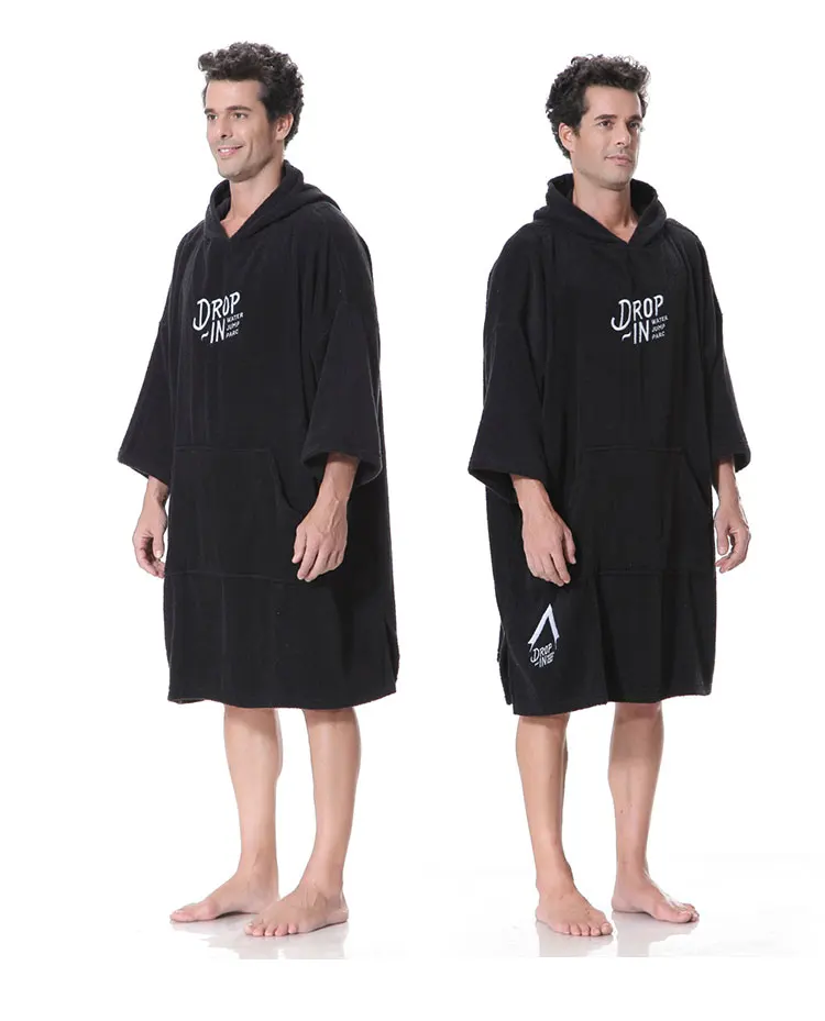 Poncho Pool Robe Adults Hooded Surf Poncho Changing Robe Swimming Pool Change Beach Surf ...