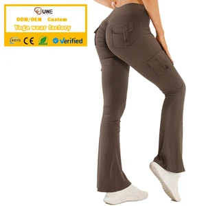 Custom Women High Waist Fitness High Stretch Sport Leggings Fashion Flared Cargo Pants Yoga Leggings