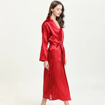 Oem Imitation Silk Robes Women Satin High Quality Satin Night Gowns Plus Size Satin Robe