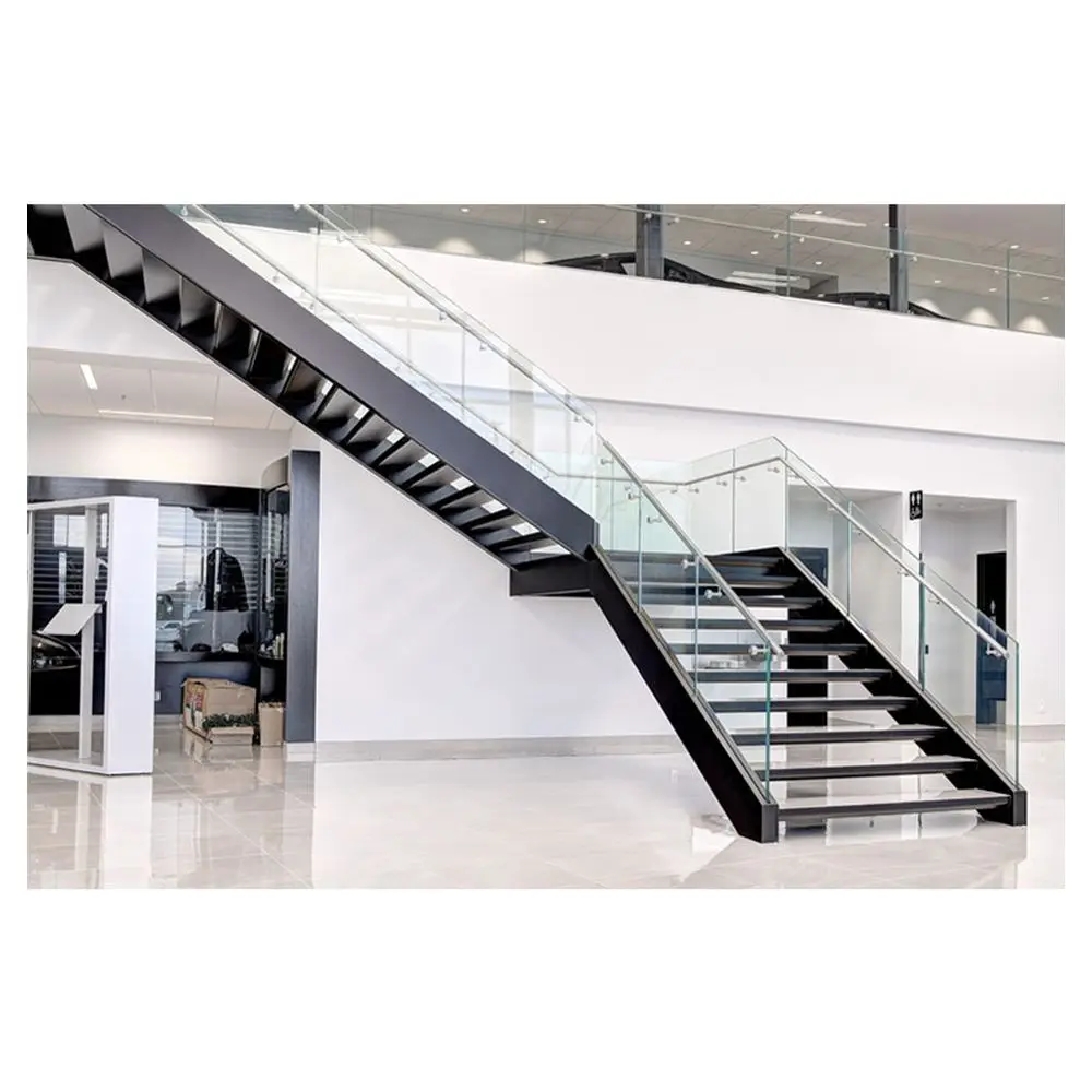 Prima Stairs Modern Central Middle Design Stainless Handrail Steel Staircase Railing Price Stairs