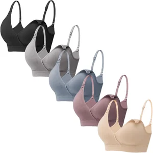 Pregnant Women's Breastfeeding Sleeping Bra-Seamless Solid Knitted High Elasticity Adjustable Strap Sexy Wire-Free Full Cup