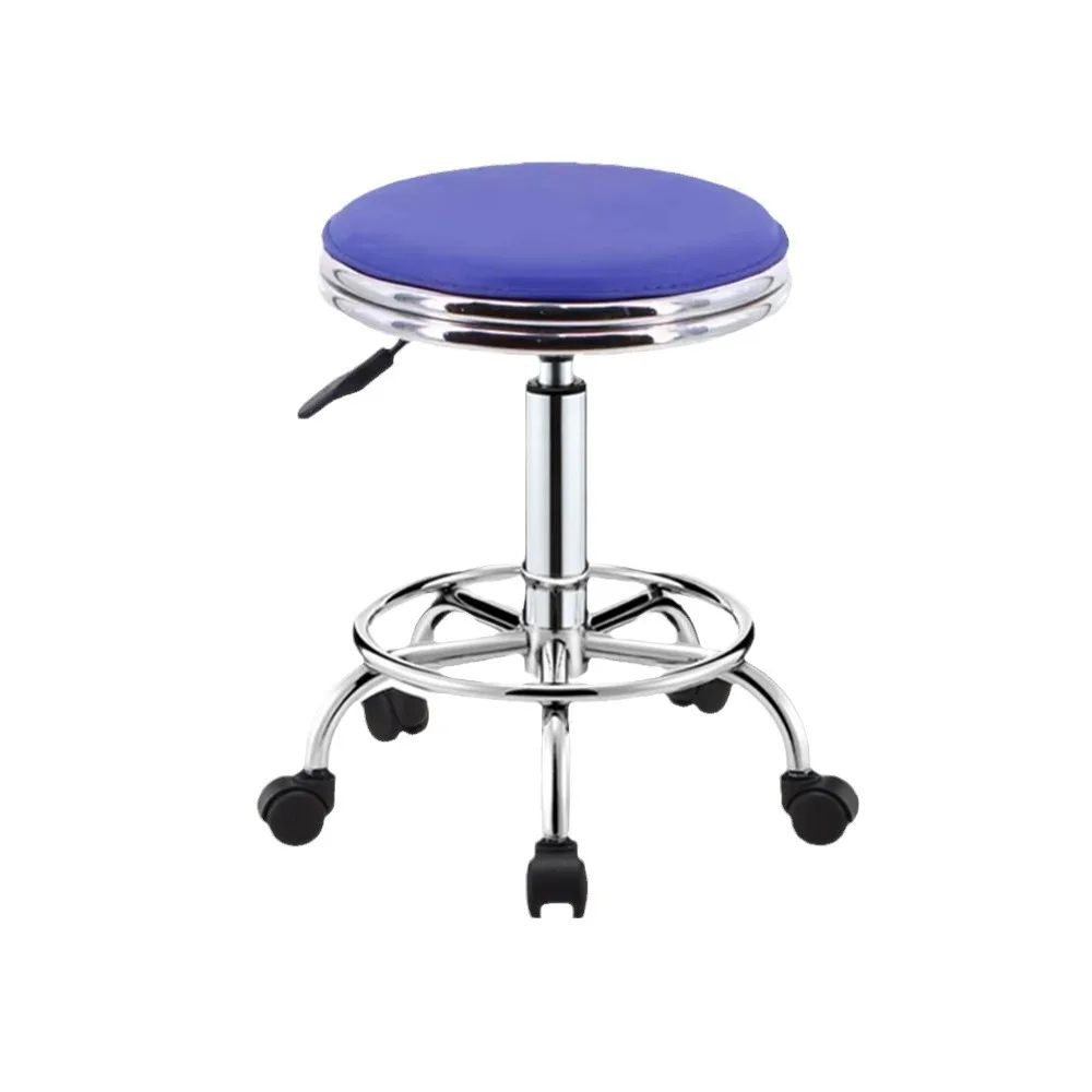 Modern Wood PU Home Bar Chair with Adjustable Round Pulley for Beauty Hairdressing Shop Laboratory Kitchen Front Table Stool