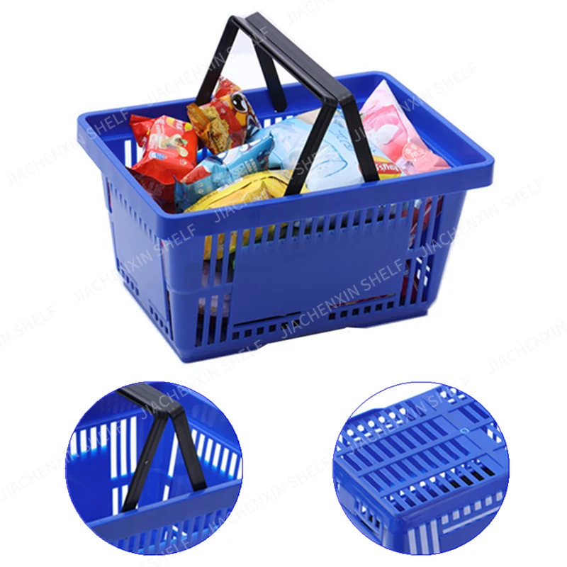 Cheap Single Handle Supermarket With Wheels Rolling Plastic Trolley
