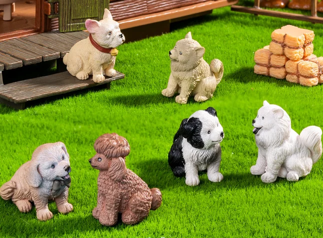 Diy Wholesale Miniature Cartoon Animal Doll Bonsai Toy Gift Mini Small  Plastic Dog Figurine for Garden Wedding Cake Collectible