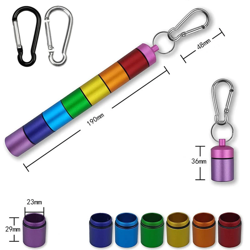 New Waterproof Keychain Pill Holder Medicine Case 7 Day Metal Pill Box