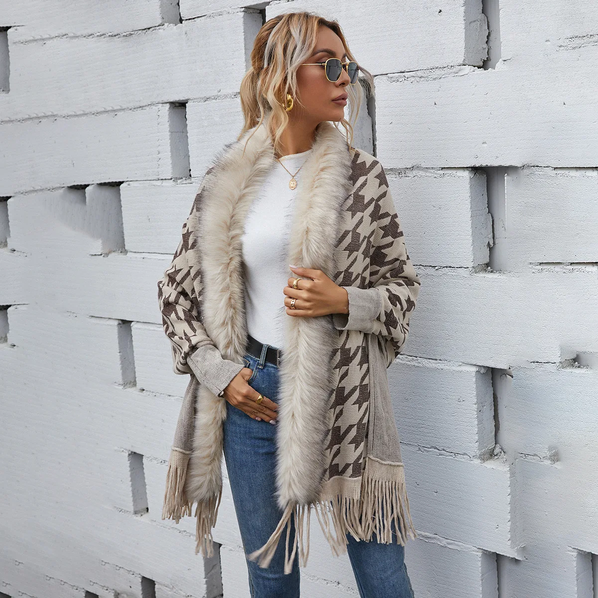 2021 Autumn Winter Houndstooth Lady 