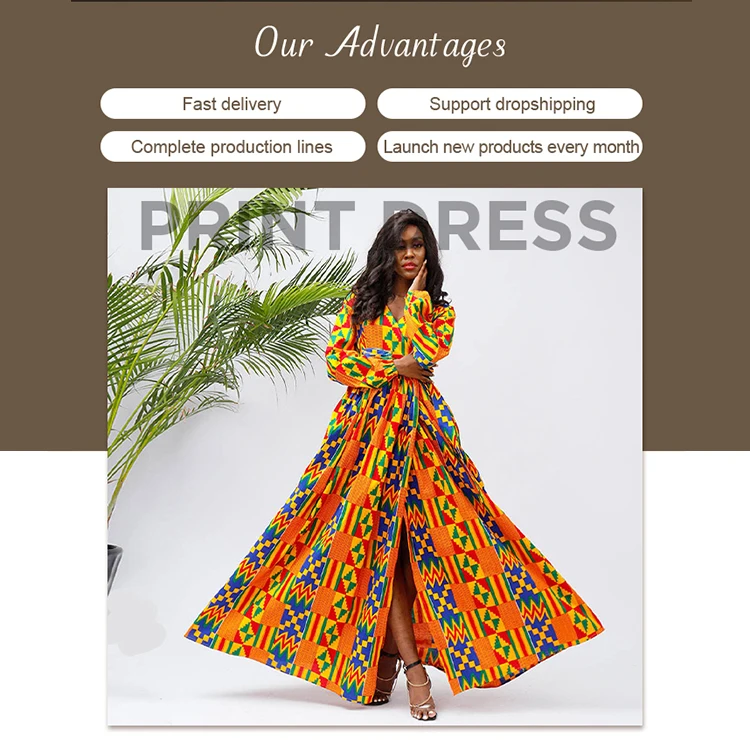 High Quality African Print Dresses Women Infinity Causal Dress Cotton  Ladies African Dresses Designs