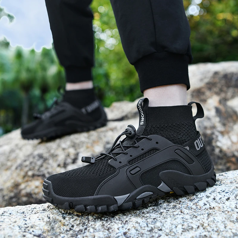 New Style Hiking Shoes Men Size 36-47 Mesh Breathable Mens Socks Sneakers Trail Trekking Running Shoes Summer Sport Footwear2022