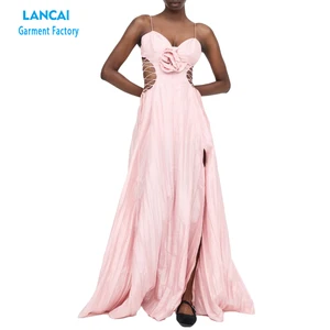 Luxury Custom Hollowed-out Halter Dress Satin Elegant Formal Women's Party Dress Sexy Sleeveless Women Maxi Dress