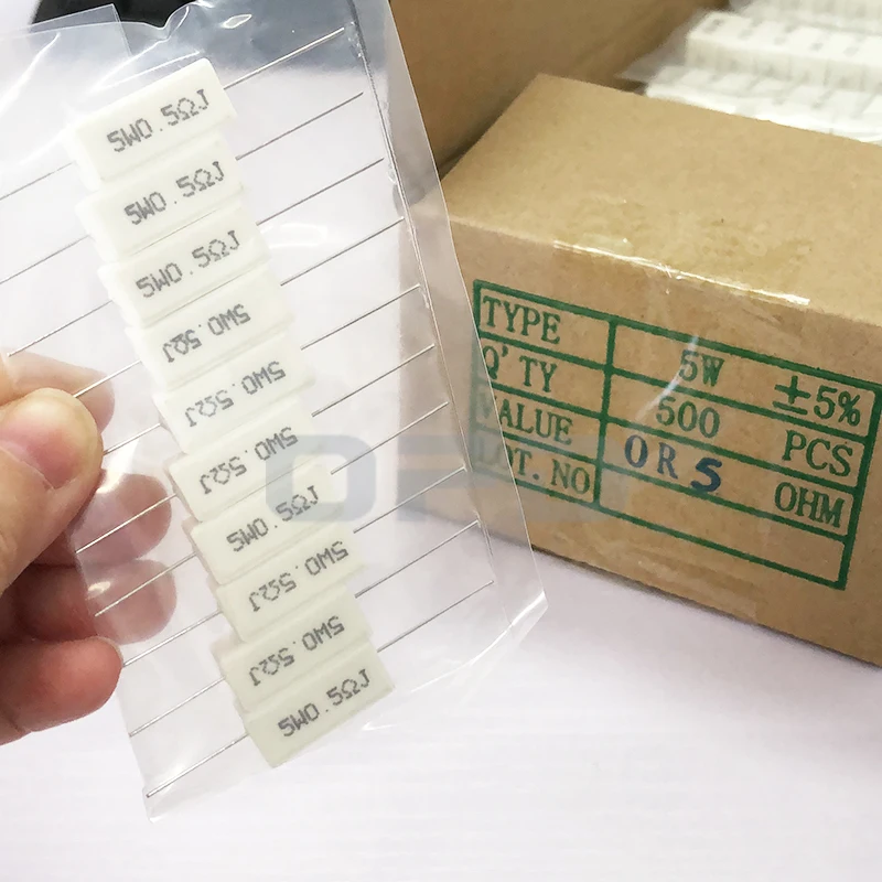 10pcs 0.25 ohm 0R25J 5 watt Axial Ceramic Cement Power Resistor 5W