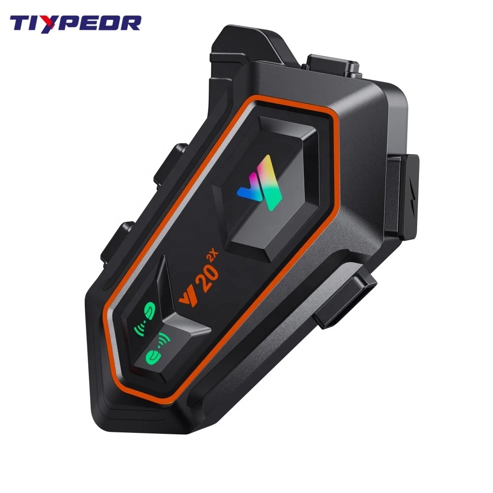 TIYPEOR Motorcycle Helmet Bluetooth Interconnect Earphone Long Battery Headset for 2 Riders 1000 Meters Intercom Waterproof IPX6