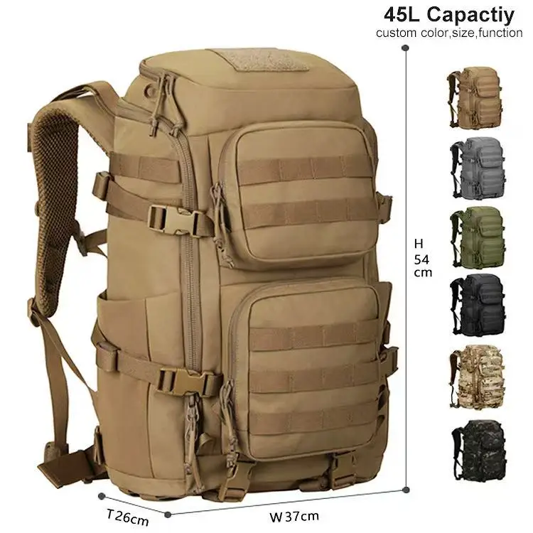 Durable Waterproof 45L MASTTAC Tactical Backpack for Hiking, Camping & Outdoor Activities - 500D Nylon, MOLLE Compatible Durable Waterproof 45L MASTTAC Tactical Backpack for Hiking, Camping & Outdoor Activities - 500D Nylon, MOLLE Compatible