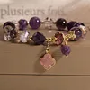 Purple irregular crystal four-leaf clover