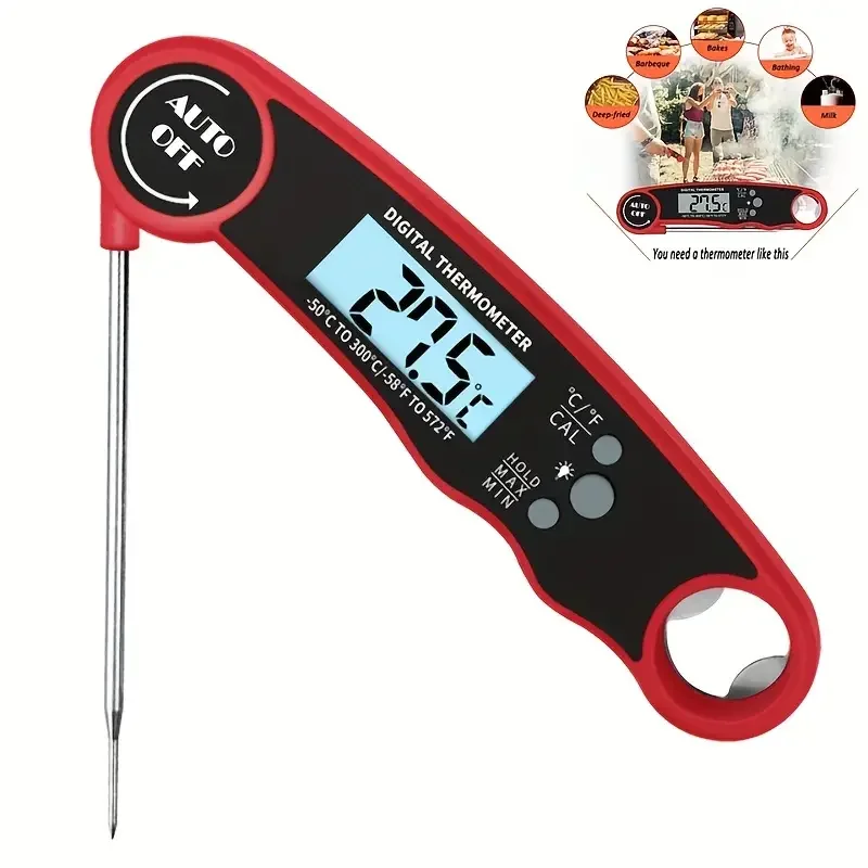 BBQ Foldable Dual Probe Food Thermometer Meat Barbecue Temperature Gauge Kitchen Oven Barbecue Thermometer