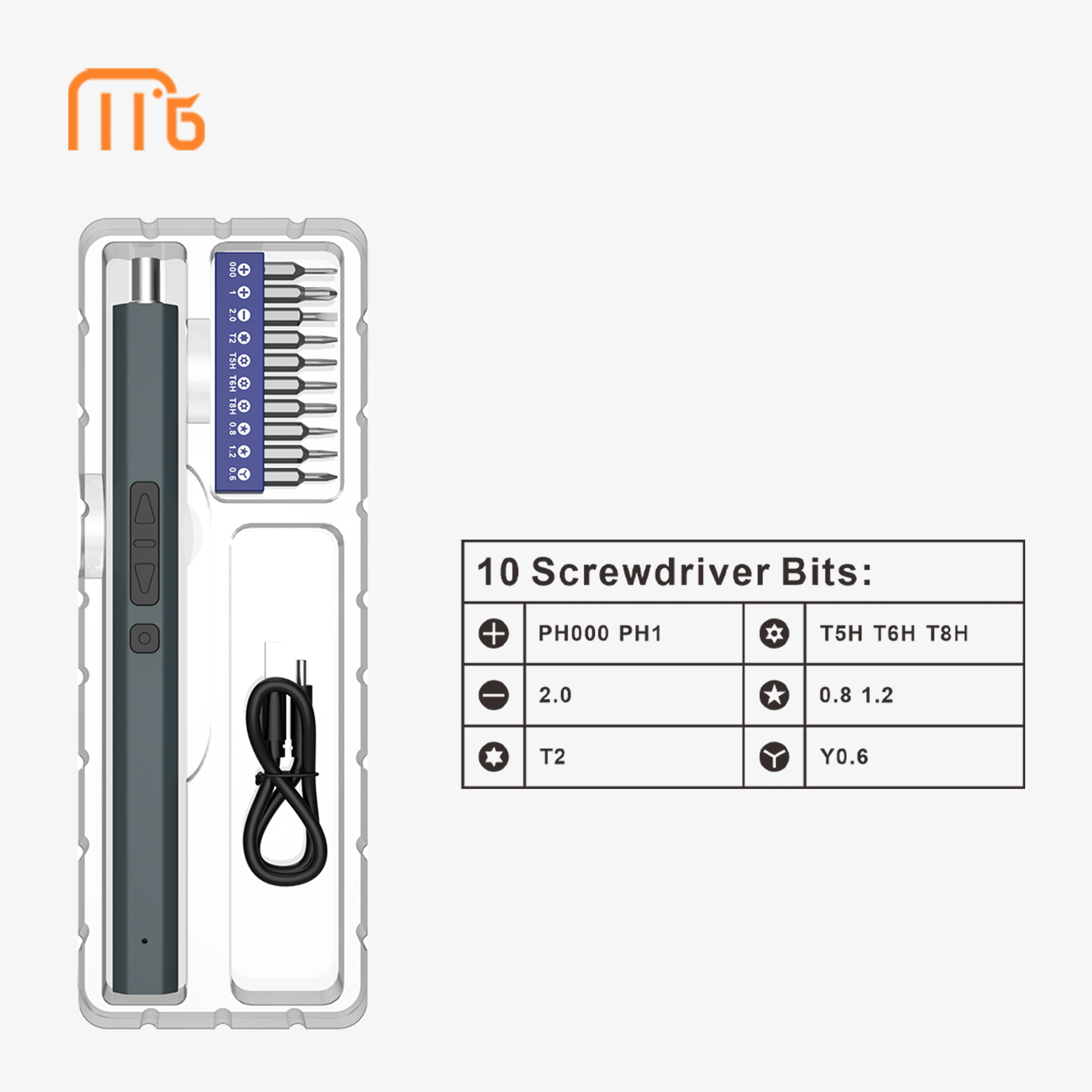 11 in 1 Power Screwdriver Cordless Electric Screwdriver Kit with LED Light with 10pcs S2 Bits