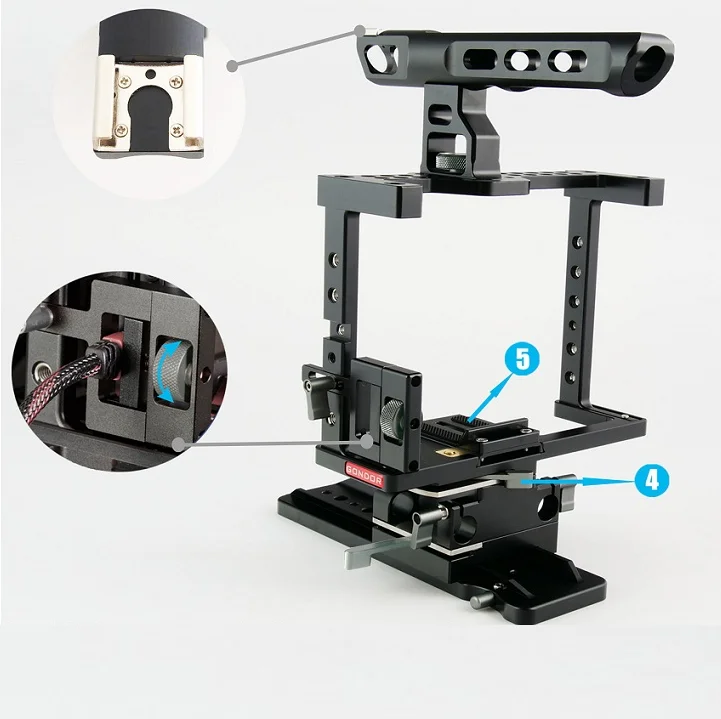 Gabbia Universale Per Fotocamere DSLR Con Piastra Sgancio Rapido - Compatibile Canon, Nikon, Sony E Panasonic - Foto 6