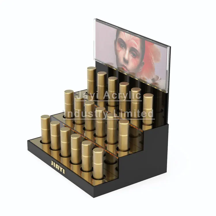 JAYI Custom Acrylic Lipgloss Display Stand Counter Lipstick Display Cosmetic Lip Gloss Rack