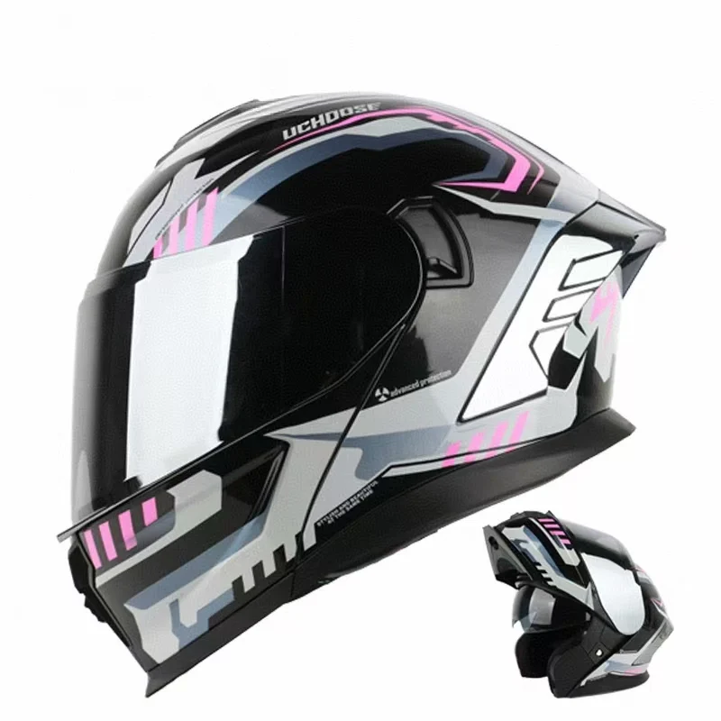 High Quality Unisex Dual Visor Flip-up Motorcycle Helmet Astronaut Style Comfortable Lining Custom Decal Low-Priced ABS Material