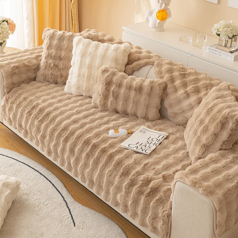 Soft Winter Solid Plush Sofa Coverminimalist Non-slip -  nel 2023