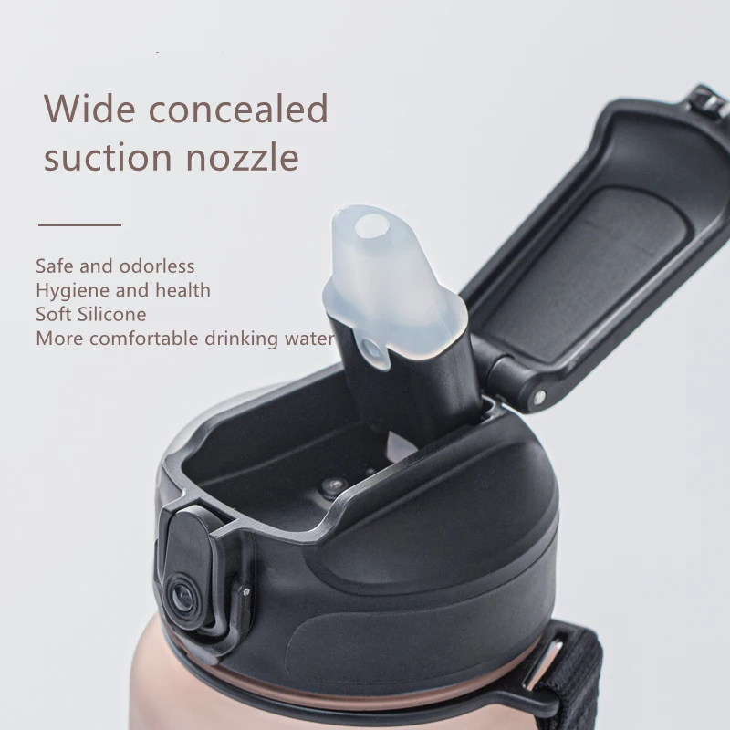 UZSPACE 800ml and 1000ml BPA Free Leak Proof Lock Lid Tritan Drinking Bottle Frosted Plastic Water Bottle with Straw