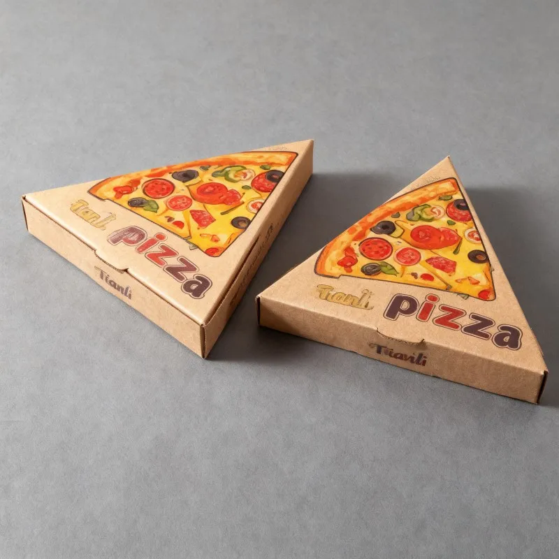 product customized digital printing triangle pizza box for takeout food box cardboard material crepes waffle cone pizza slice packaging-5