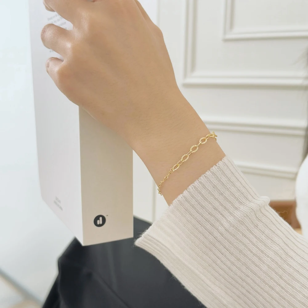 KAKODIY Unique Design Rhodium 14K Gold Plated Glitter Minimalist Chain Women's Jewelry Bracelets and Bangles Adjustable Length detail 10