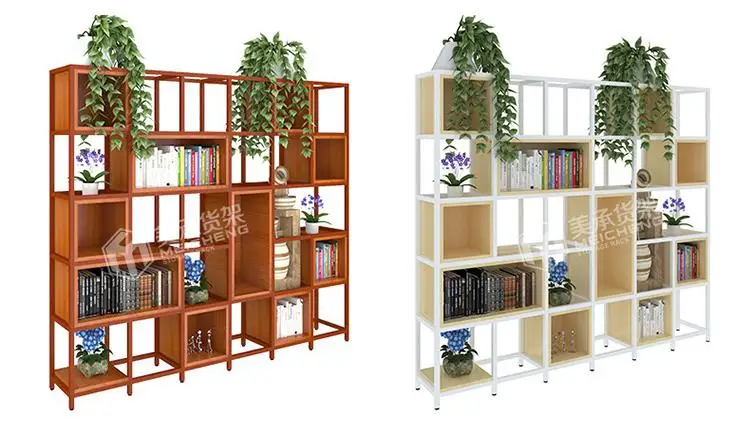 Meicheng Tall Freestanding Bookcases Luxury Library Standing Book Shelf Wooden Antique