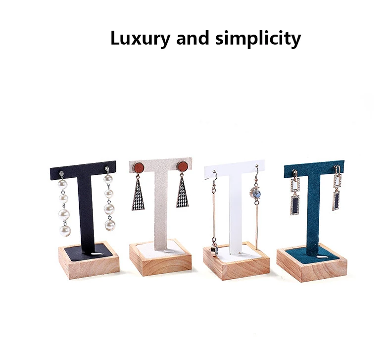 product a1 custom jewelry display rack wooden earrings display stand for two pairs of earrings-1