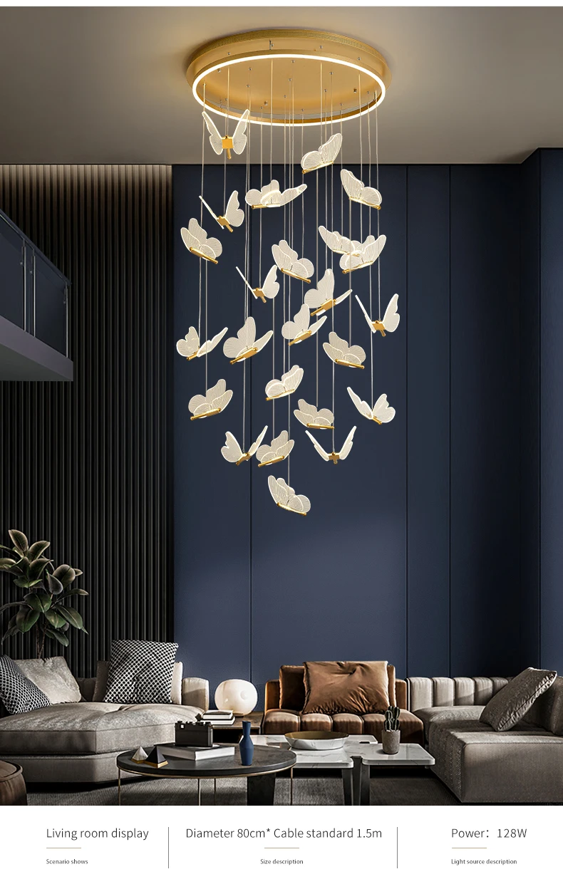 Pendant Chandelier For Ladder Revolving Staircase Butterfly Lighting ...