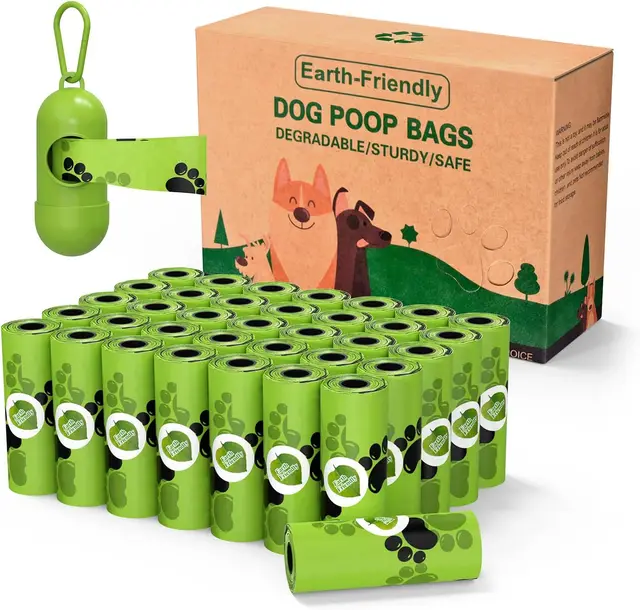 Cross-Border Biodegradable Pet Poop Bag Fragrant Thickened Rolled Flat Sustainable Plastic Material Luxury Poop Bag Dispenser