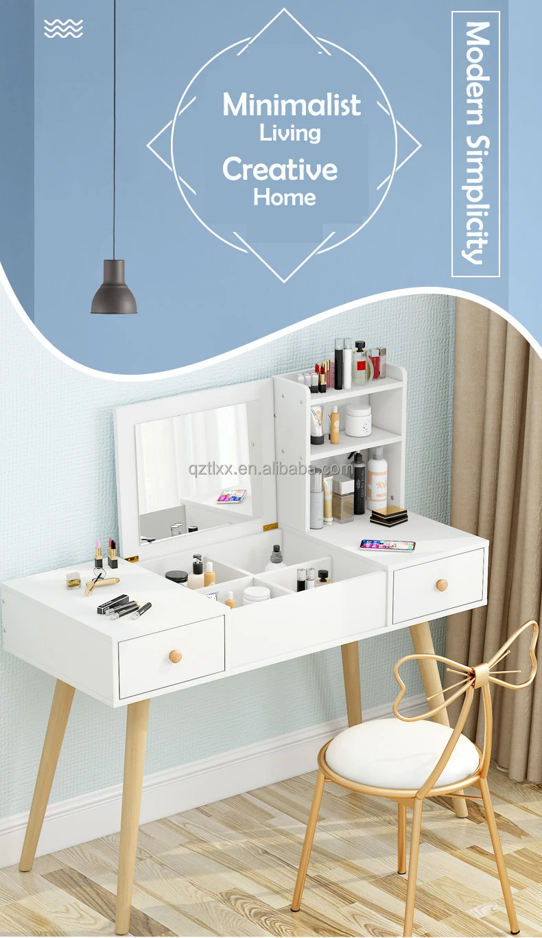 Vanity Dressing Table Set with Lighted Mirror Multi-Functional Writing Desk 