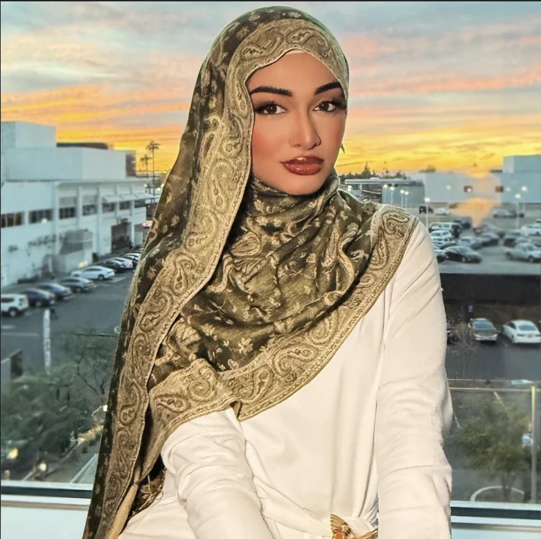 Châle Foulard En Coton - Style Cachemire Indien - Bleu Rayé - Neuf Sans étiquette